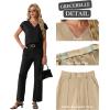 imageGRECERELLE 2026 Womens Spring amp Summer Casual 2 Piece Set  VNeck Top amp WrinkleFree Pants With PocketsBlack