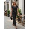 imageGRECERELLE 2026 Womens Spring amp Summer Casual 2 Piece Set  VNeck Top amp WrinkleFree Pants With PocketsBlack