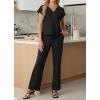 imageGRECERELLE 2026 Womens Spring amp Summer Casual 2 Piece Set  VNeck Top amp WrinkleFree Pants With PocketsBlack