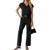 imageGRECERELLE 2026 Womens Spring amp Summer Casual 2 Piece Set  VNeck Top amp WrinkleFree Pants With PocketsBlack