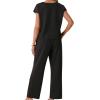 imageGRECERELLE 2026 Womens Spring amp Summer Casual 2 Piece Set  VNeck Top amp WrinkleFree Pants With PocketsBlack