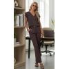 imageGRECERELLE 2026 Womens Spring amp Summer Casual 2 Piece Set  VNeck Top amp WrinkleFree Pants With PocketsDark Coffee