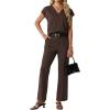 imageGRECERELLE 2026 Womens Spring amp Summer Casual 2 Piece Set  VNeck Top amp WrinkleFree Pants With PocketsDark Coffee