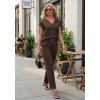 imageGRECERELLE 2026 Womens Spring amp Summer Casual 2 Piece Set  VNeck Top amp WrinkleFree Pants With PocketsDark Coffee