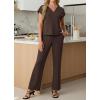 imageGRECERELLE 2026 Womens Spring amp Summer Casual 2 Piece Set  VNeck Top amp WrinkleFree Pants With PocketsDark Coffee
