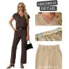 imageGRECERELLE 2026 Womens Spring amp Summer Casual 2 Piece Set  VNeck Top amp WrinkleFree Pants With PocketsDark Coffee