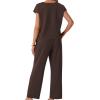 imageGRECERELLE 2026 Womens Spring amp Summer Casual 2 Piece Set  VNeck Top amp WrinkleFree Pants With PocketsDark Coffee