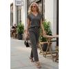 imageGRECERELLE 2026 Womens Spring amp Summer Casual 2 Piece Set  VNeck Top amp WrinkleFree Pants With PocketsDark Gray