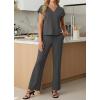 imageGRECERELLE 2026 Womens Spring amp Summer Casual 2 Piece Set  VNeck Top amp WrinkleFree Pants With PocketsDark Gray