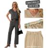 imageGRECERELLE 2026 Womens Spring amp Summer Casual 2 Piece Set  VNeck Top amp WrinkleFree Pants With PocketsDark Gray
