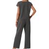 imageGRECERELLE 2026 Womens Spring amp Summer Casual 2 Piece Set  VNeck Top amp WrinkleFree Pants With PocketsDark Gray