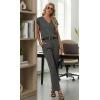 imageGRECERELLE 2026 Womens Spring amp Summer Casual 2 Piece Set  VNeck Top amp WrinkleFree Pants With PocketsDark Gray