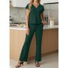 imageGRECERELLE 2026 Womens Spring amp Summer Casual 2 Piece Set  VNeck Top amp WrinkleFree Pants With PocketsDark Green