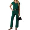 imageGRECERELLE 2026 Womens Spring amp Summer Casual 2 Piece Set  VNeck Top amp WrinkleFree Pants With PocketsDark Green