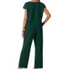 imageGRECERELLE 2026 Womens Spring amp Summer Casual 2 Piece Set  VNeck Top amp WrinkleFree Pants With PocketsDark Green