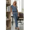 imageGRECERELLE 2026 Womens Spring amp Summer Casual 2 Piece Set  VNeck Top amp WrinkleFree Pants With PocketsDenim Blue