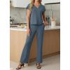 imageGRECERELLE 2026 Womens Spring amp Summer Casual 2 Piece Set  VNeck Top amp WrinkleFree Pants With PocketsDenim Blue
