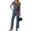imageGRECERELLE 2026 Womens Spring amp Summer Casual 2 Piece Set  VNeck Top amp WrinkleFree Pants With PocketsDenim Blue