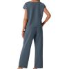 imageGRECERELLE 2026 Womens Spring amp Summer Casual 2 Piece Set  VNeck Top amp WrinkleFree Pants With PocketsDenim Blue