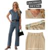 imageGRECERELLE 2026 Womens Spring amp Summer Casual 2 Piece Set  VNeck Top amp WrinkleFree Pants With PocketsDenim Blue