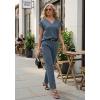 imageGRECERELLE 2026 Womens Spring amp Summer Casual 2 Piece Set  VNeck Top amp WrinkleFree Pants With PocketsDenim Blue