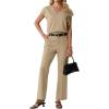 imageGRECERELLE 2026 Womens Spring amp Summer Casual 2 Piece Set  VNeck Top amp WrinkleFree Pants With PocketsKhaki