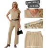 imageGRECERELLE 2026 Womens Spring amp Summer Casual 2 Piece Set  VNeck Top amp WrinkleFree Pants With PocketsKhaki