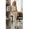 imageGRECERELLE 2026 Womens Spring amp Summer Casual 2 Piece Set  VNeck Top amp WrinkleFree Pants With PocketsKhaki