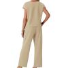 imageGRECERELLE 2026 Womens Spring amp Summer Casual 2 Piece Set  VNeck Top amp WrinkleFree Pants With PocketsKhaki
