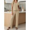 imageGRECERELLE 2026 Womens Spring amp Summer Casual 2 Piece Set  VNeck Top amp WrinkleFree Pants With PocketsKhaki