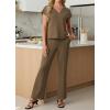 imageGRECERELLE 2026 Womens Spring amp Summer Casual 2 Piece Set  VNeck Top amp WrinkleFree Pants With PocketsLight Coffee