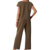 imageGRECERELLE 2026 Womens Spring amp Summer Casual 2 Piece Set  VNeck Top amp WrinkleFree Pants With PocketsLight Coffee