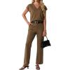 imageGRECERELLE 2026 Womens Spring amp Summer Casual 2 Piece Set  VNeck Top amp WrinkleFree Pants With PocketsLight Coffee