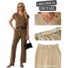 imageGRECERELLE 2026 Womens Spring amp Summer Casual 2 Piece Set  VNeck Top amp WrinkleFree Pants With PocketsLight Coffee