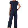 imageGRECERELLE 2026 Womens Spring amp Summer Casual 2 Piece Set  VNeck Top amp WrinkleFree Pants With PocketsNavy Blue