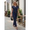 imageGRECERELLE 2026 Womens Spring amp Summer Casual 2 Piece Set  VNeck Top amp WrinkleFree Pants With PocketsNavy Blue
