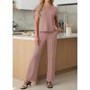 imageGRECERELLE 2026 Womens Spring amp Summer Casual 2 Piece Set  VNeck Top amp WrinkleFree Pants With PocketsRose Pink