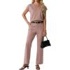 imageGRECERELLE 2026 Womens Spring amp Summer Casual 2 Piece Set  VNeck Top amp WrinkleFree Pants With PocketsRose Pink