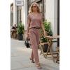 imageGRECERELLE 2026 Womens Spring amp Summer Casual 2 Piece Set  VNeck Top amp WrinkleFree Pants With PocketsRose Pink