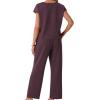 imageGRECERELLE 2026 Womens Spring amp Summer Casual 2 Piece Set  VNeck Top amp WrinkleFree Pants With PocketsRosewood