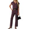 imageGRECERELLE 2026 Womens Spring amp Summer Casual 2 Piece Set  VNeck Top amp WrinkleFree Pants With PocketsRosewood