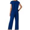 imageGRECERELLE 2026 Womens Spring amp Summer Casual 2 Piece Set  VNeck Top amp WrinkleFree Pants With PocketsRoyal Blue