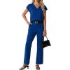 imageGRECERELLE 2026 Womens Spring amp Summer Casual 2 Piece Set  VNeck Top amp WrinkleFree Pants With PocketsRoyal Blue