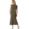 imageGRECERELLE Women Summer 2 Piece Sets Round Neck WrinkleFree Top amp Elastic Waist Midi Fishtail Skirt with PocketsXS3XLArmy Green