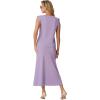 imageGRECERELLE Women Summer 2 Piece Sets Round Neck WrinkleFree Top amp Elastic Waist Midi Fishtail Skirt with PocketsXS3XLAura Indigo