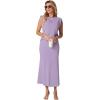 imageGRECERELLE Women Summer 2 Piece Sets Round Neck WrinkleFree Top amp Elastic Waist Midi Fishtail Skirt with PocketsXS3XLAura Indigo