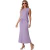 imageGRECERELLE Women Summer 2 Piece Sets Round Neck WrinkleFree Top amp Elastic Waist Midi Fishtail Skirt with PocketsXS3XLAura Indigo