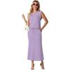 imageGRECERELLE Women Summer 2 Piece Sets Round Neck WrinkleFree Top amp Elastic Waist Midi Fishtail Skirt with PocketsXS3XLAura Indigo