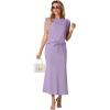 imageGRECERELLE Women Summer 2 Piece Sets Round Neck WrinkleFree Top amp Elastic Waist Midi Fishtail Skirt with PocketsXS3XLAura Indigo