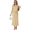 imageGRECERELLE Women Summer 2 Piece Sets Round Neck WrinkleFree Top amp Elastic Waist Midi Fishtail Skirt with PocketsXS3XLButter Yellow